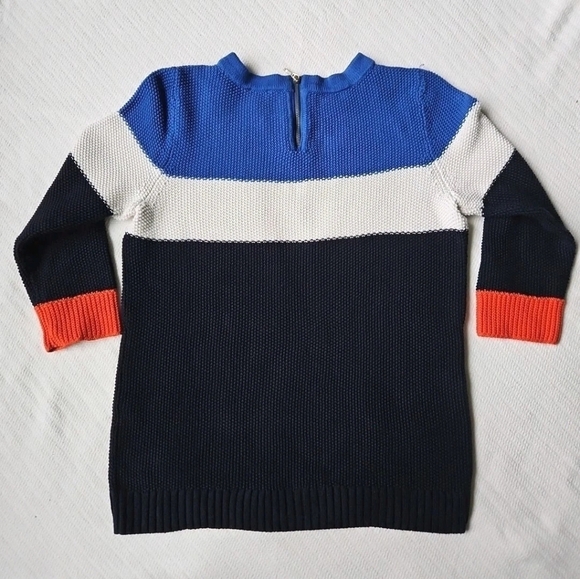 Talbots Color Block Sweater Size M Blue White Orange Knit - Picture 2 of 7